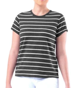 Time & Tru Striped Slub Crew Neck T-Shirt Large