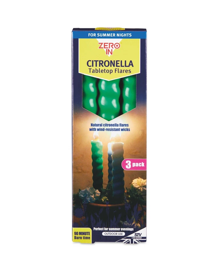 NEW & Boxed Green Citronella Garden Flares (3 Pack) Bug & Pest Protection - Image 1 of 2