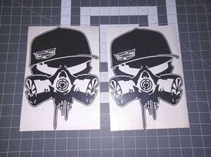 10.00" Skull Gas Mask Hat Vinyl Caddy Decal Sticker Computer PC Laptop Truck Car