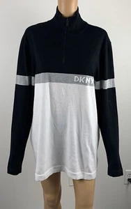 Neu DKNY Herren schwarz grau weiß Pullover 1/4 Reißverschluss Pullover Größe Large UVP $ 89,50 - Bild 1 von 7