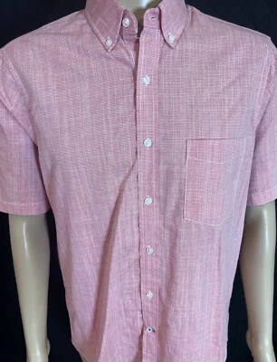 Club Room Red Pocket Dress Shirt Top Solid Red Medium Short Sleeve 100% Cotton - Image 1 of 4