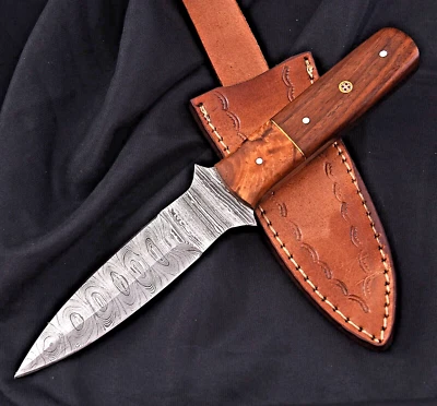 CUSTOM HAND MADE FORGED DAMASCUS STEEL BOOT KNIFE DAGGER HUNTING SURVIVAL 2329 - Image 1 of 4