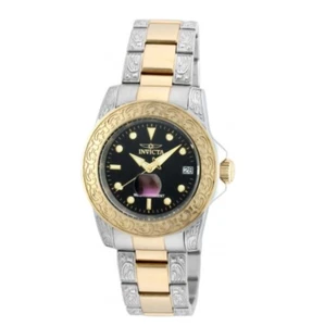 NEW Invicta 21898 Pro Diver Ladies Wrist Watch Gold Bezel Black Face 200m - Picture 1 of 11