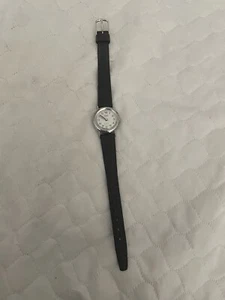 Q&Q ladies watch- black and white with black leather band - Picture 1 of 4