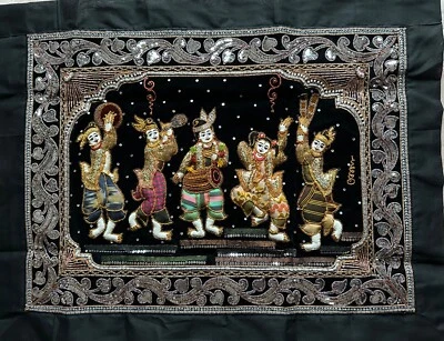 Wall Hanging Tapestry Handmade Dohl Musical Sequins - 24"x18" - Image 1 of 4