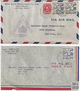 NETHERLANDS ANTILLES CURACAO 1940s COLL OF 6 WARTIME DOUBLE CENSORED AIRMAIL COV - Picture 1 of 5
