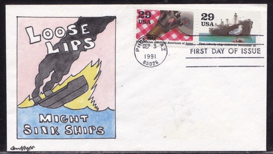 SCOTT 2559H LIBERTY SHIP BEN KRAFT HAND PAINTED FIRST DAY COVER FDC - Image 1 of 1