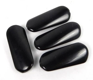 4 Black Onyx Tongue Twist Rectangle Pendant Focal Beads 40x16mm - Picture 1 of 3