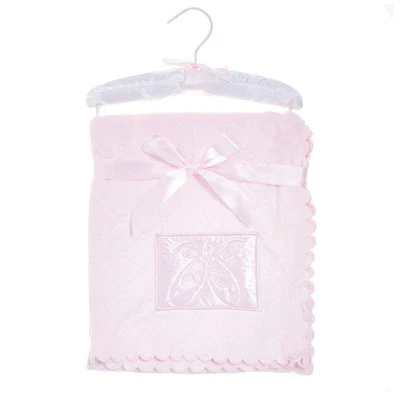 Sumersault Baby Girl Layette Pink Velour Quilted Ballerina Ballet Shoe Blanket  - Image 1 of 3