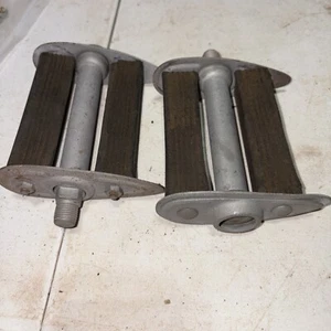 Antique Square rubber half inch bicycle pedals, 1930s bike pedals sandblasted - Picture 1 of 3