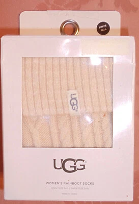 UGG Ivory WOMEN'S RAINBOOT SOCKS SHAYE TALL Sock Size 9-11 Shoe Size 5-10 NEW - Image 1 of 4