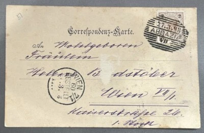 *Rare* 1898 Austro Hungarian Postcard with dual postmark Abbazia and Vienna - Image 1 of 2
