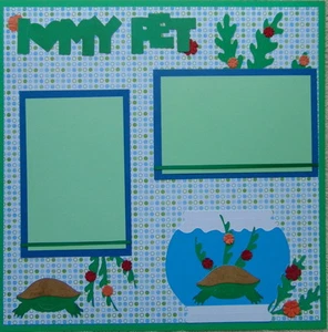 12X12 I LOVE MY PET TURTLE PREMADE SCRAPBOOK PAGE PAPER PIECINGS- TONYA #4492 - Foto 1 di 6