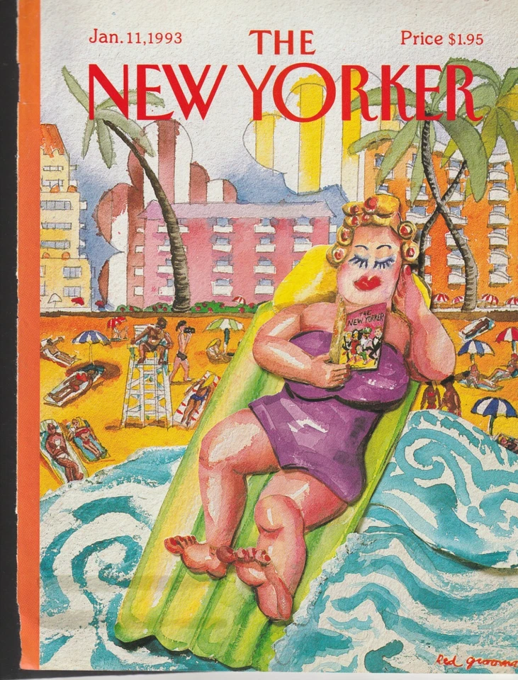 NEW YORKER MAGAZINE RED GROOMS artist 'TIDAL WAVE' beach COVER-only Jan. 21, '93 - Image 1 of 1