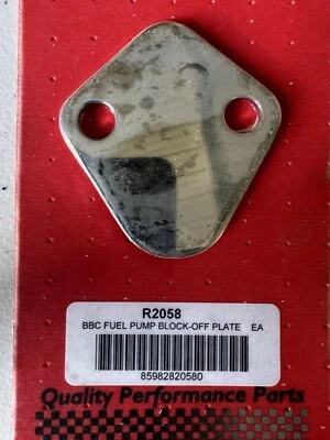 Racing Power Rpc R2058 Fuel Pump Block Off Plate Chrome Steel BB Chevy 396-454 - Image 1 of 3