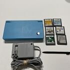 Nintendo DSi Light Blue Handheld Console Game System lot with 6 games tested
