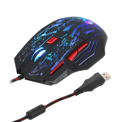 HXSJ running water crack colorful luminous game gaming mouse - Image 1 of 4
