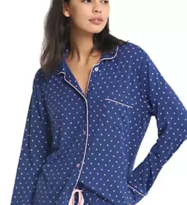 Papinelle Modal Soft Kate PJ Shorts Set In Navy & Pink Spot Size S - Picture 1 of 7
