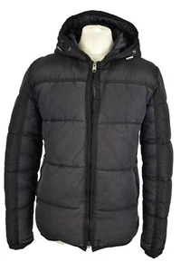 ZARA Black Padded Jacket Eur S Mens Full Zip 100% Cotton Outdoors Outerwear - Picture 1 of 10