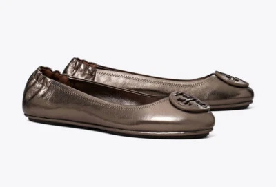 NIB Tory Burch Minnie Leather Ballet Flat Pewter Metallic Gray US 6.5 7 7.5 8 - Image 1 of 4