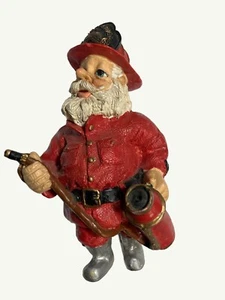 Fire Chief Santa Claus Figurine With Fire Hose Ornament - Picture 1 of 9