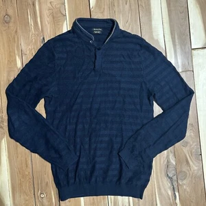 Massimo Dutti Herren kleiner Pullover extrafeine Baumwolle Modell 0909 dunkelblau - Bild 1 von 10