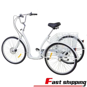 26 Inch 6 Speed 3 Wheel Adult Tricycle Shopping Cruise Trike Bicycle With Basket - Picture 1 of 17