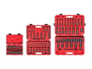 1/4, 3/8, 1/2 Inch Drive 12-Point Impact Socket Set with Cases, 211-Piece - Picture 1 of 4