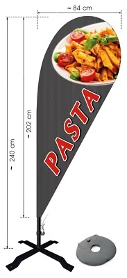 FELIXFLAGGEN Beachflag Pasta ca 240 cm Werbung Banner Imbiss Fahne Pizza Döner Pizzeria F092