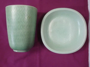 Seladon Zig - Zag Green - Royal Copenhagen - Marselis Vase & Geschirrset - Bild 1 von 12