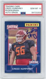 Creed Humphrey 2022 Panini Senior Bowl Rookie RC Hall of Fame PSA 10 Signed Auto - Picture 1 of 2