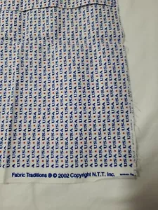 Cotton Fabric .5 Yd Patriotic USA Fabric Traditions White Blue 2002 - Picture 1 of 6