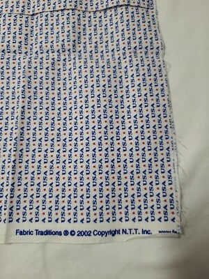 Cotton  Fabric .5 Yd Patriotic USA Fabric Traditions White Blue 2002 - Image 1 of 4
