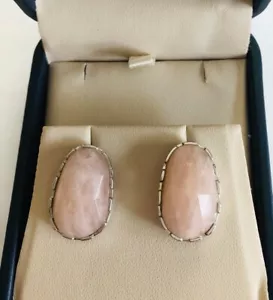 Pendientes de plata de ley maciza de morganita rosa natural de 24,46 quilates de diseñador - Imagen 1 de 13