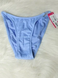 Xhilaration Juniors' Textured High Leg Scoop Waist Blue Bikini Bottom Size XS - Picture 1 of 7
