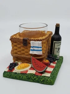 Yankee Candle wine Picnic Basket Votive Candle Holder - Picture 1 of 10