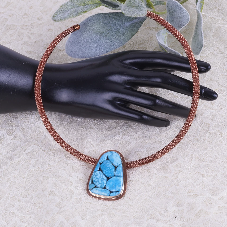 Collar Jay King DTR Azul Cuenca Kingman Turquesa Guijarro Colgante Cobre Foto 1 de 4