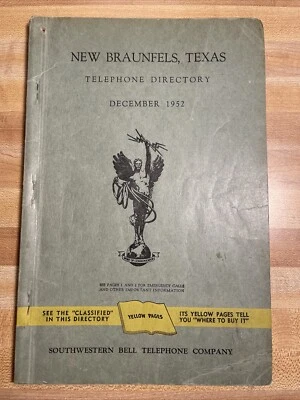 1952 New Braunsfels, TX Southwestern Bell Telephone Company Directory - Image 1 of 4