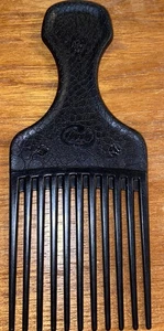 Pettine pettine vintage Goody plastica nero coccodrillo strutturato sollevamento USA 6,5" - Foto 1 di 1