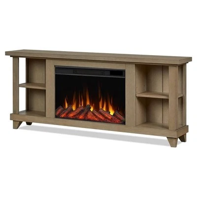 Chimenea eléctrica Real Flame Penrose 58" delgada de madera maciza y vidrio en madera a la deriva Foto 1 de 4