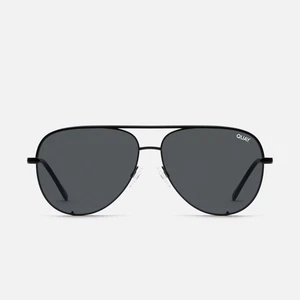 Quay HIGH KEY LARGE Wire Frame PILOT STYLE Polarized Sunglasses - BLACK / SMOKE - Picture 1 of 5