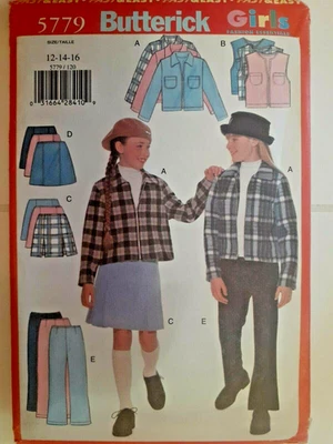 Butterick 5779 Skirt Pants Jacket Vest Sewing Pattern Girls 12 14 16 UC Outfit - Image 1 of 4