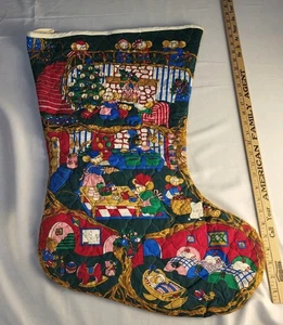 Vintage 24 Zoll Weihnachten Maus Familie Strumpf Baumwolle gesteppt  - Bild 1 von 3