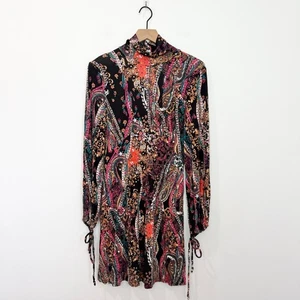Free People All Dolled Up Mini Dress Paisley Long Sleeve NWT Small - Picture 1 of 7