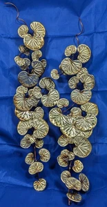 Brass Metal Leaves Sculptures x2 Wall Hangings Curtis Jere Style Vintage Decor  - Picture 1 of 9