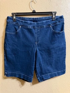 SHORTS BERMUDA DENIM TERRA & SKY TALLA 0X (14W) LAVADO OSCURO ELÁSTICO PULL ON - Imagen 1 de 3