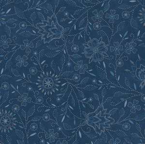 Intricate Floral Fabric, Dotted Outlines, Patchwork Blue, Maywood 10931M-B - Picture 1 of 1