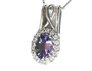 Tanzanite & White Zircon Pendant and 20 inch Chain, 925 Sterling Silver, 0.63 ct - Picture 1 of 4