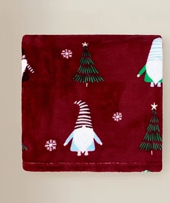CHRISTMAS GONK BURGUNDY RED THROW BLANKET SUPERSOFT 120x150cm New - Image 1 of 2