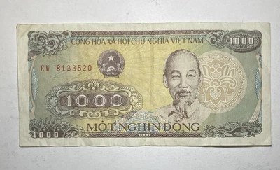 Vietnamese Currency: 1988 Vietnam 1,000 Dong Paper Money Banknote - P# 106 - Image 1 of 2